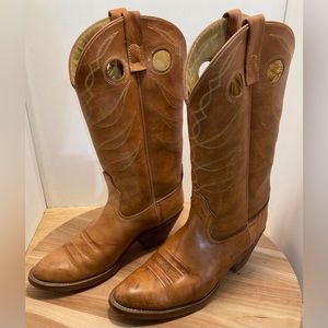 ACME Tan Heeled Cowboy Boots Size 8.5